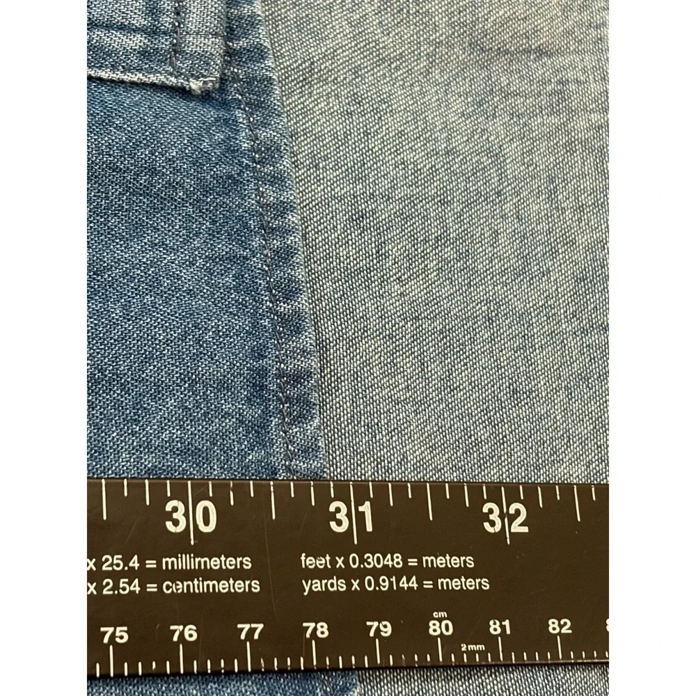 Vintage New York Islanders Embroidered Long Sleeve Denim Button Up Shirt XL Blue